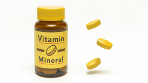 プラボトルに錠剤が入った健康食品のイメージ写真